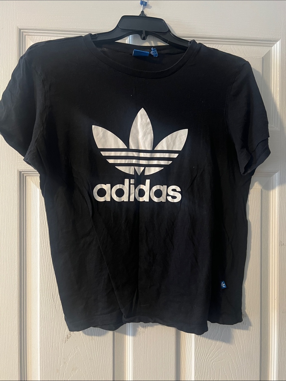 adidas Black Short Sleeve Tee with White Trefoil Logo